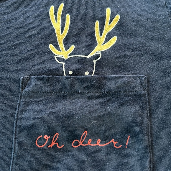 J Crew Mercantile Oh Deer! Navy Blue Holiday Pocket Tee w Cap Sleeves Size 3X - Picture 8 of 9
